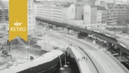 Brückenbaustelle von oben am Schaartor neben der Hamburger Hochbahn (1965)  