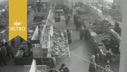 Blick in die Halle des Hamburger Blumengroßmarkts 1964 während der Gärnerbörse  