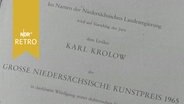 Urkunde des niedersächsischen Kunstpreises für den Dichter Karl Krolow 1965  