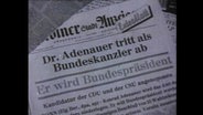 Zeitungsausschnitt über Konrad Adenauers Bewerbung auf die Position des Bundespräsidenten  