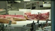 Förderband in einer Fleischfabrik  