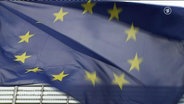 Die Europaflagge weht im Wind  
