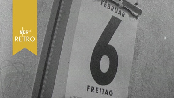 Seite eines Abreiß-Tageskalenders zeigt den 6. Februar (1959)  