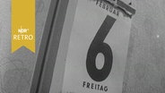 Seite eines Abreiß-Tageskalenders zeigt den 6. Februar (1959)  