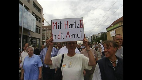 Demo-Plakat: "Mit Hartz IV in die Armut"  
