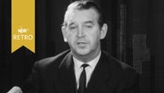 Erich Fromm, Präsident der Bundesärztekammer 1964, auf einer Pressekonferenz  