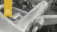 Der neue HFB 320 Hansa Jet in einer Montagehalle am Hamburger Flughafen (1964)  