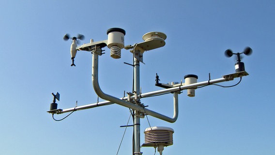 Man sieht ein Messgerät des Innovationsprojektes "OnFarm Wetter" mit verschiedenen Sensoren.  