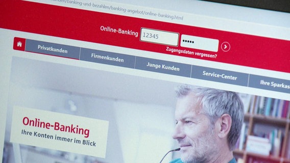 Startseite eines Onlinebankings.  