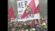 Bergarbeiter auf einer Demonstration  