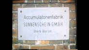 Schild der Accumulatorenfabrik Sonnenschein  