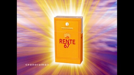 Zigarettenschachtel mit der Aufschrift: "Rente 67"  