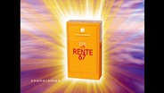 Zigarettenschachtel mit der Aufschrift: "Rente 67"  