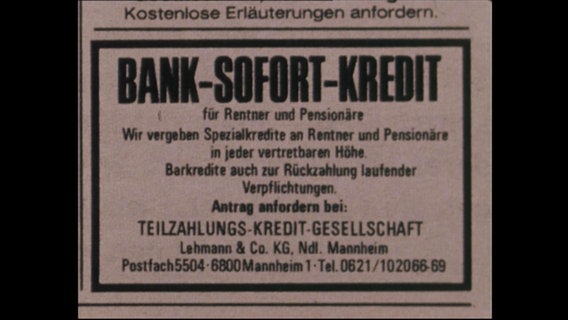 Anzeige einer Kreditvermittlung  