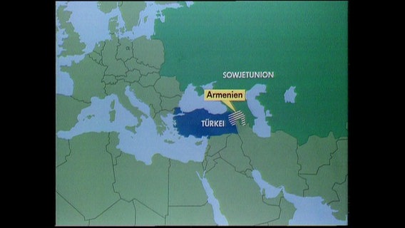 Landkarte von Armenien, der Türkei und der Sowjetunion  