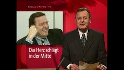 Ein Nachrichtensprecher von "Neue Mitte TV"  