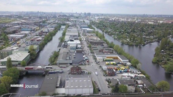 Blick aus der Luft auf das Industriegebiet Billbrook/Rothenburgsort in Hamburg.  