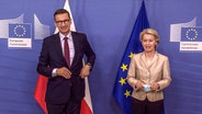 Polens Ministerpräsident Mateusz Morawiecki und Präsidentin der Europäischen Kommission Ursula von der Leyen.  