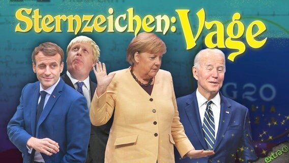 Macron, Johnson, Merkel und Biden auf der Klimakonferenz. Alle Sternzeichen Vage.  