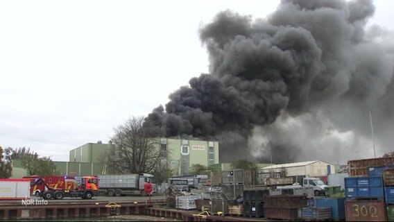 Brand einer Industriehalle im Brinker Hafen in Hannover  