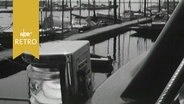 Blick über im Hafen - vermutlich Schulau - liegender Segeljachten (1964)  
