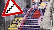 Eine bemalte Treppe in Stuttgart.  