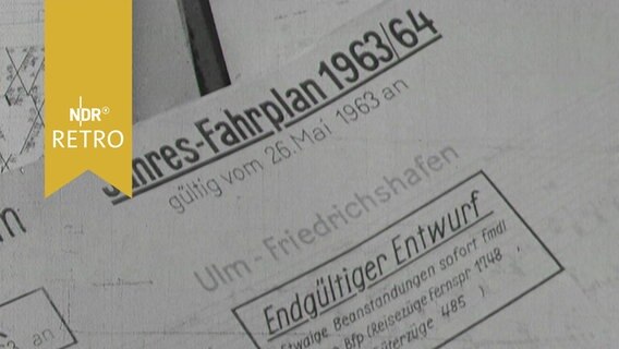 Druckseite "Jahres-Fahrplan 1963/64" Ulm - Friedrichshafen  