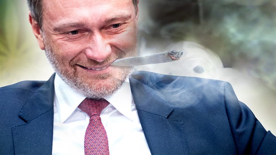 Finanzminister Christian Lindner mit einem Joint im Mund. © Screenshot 