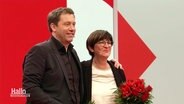 Die SPD-Bundeschefs Lars Klingbeil und Saskia Esken. © Screenshot 