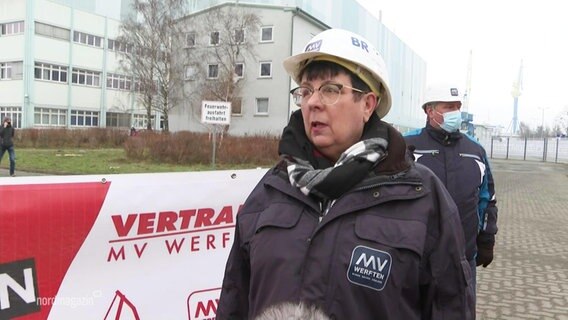 Ines Scheel, die Vorsitzende des Gesamtbetriebsrat der MV-Werften. © Screenshot 