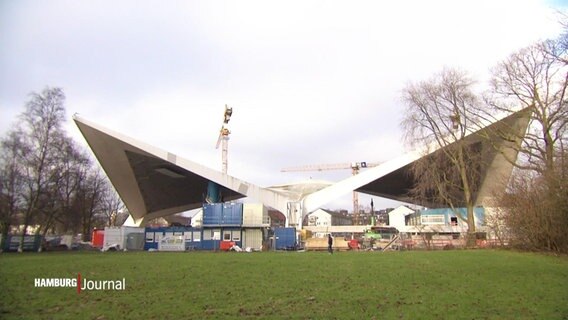 Das übriggebliebene Dach der Alsterschwimmhalle in St. Georg. © Screenshot 