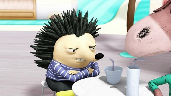 Bosse der Igel sitzt an einem Tisch und ist sauer. © Screenshot 