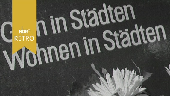 Titel einer Tafel in einer Städtebau-Ausstellung (1963): "Grün in Städten. Wohnen in Städten" © Screenshot 