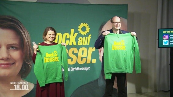 Das SpitzenkandidatInnenduo der Grünen in Niedersachsen bei ihrer Vorstellung. © Screenshot 