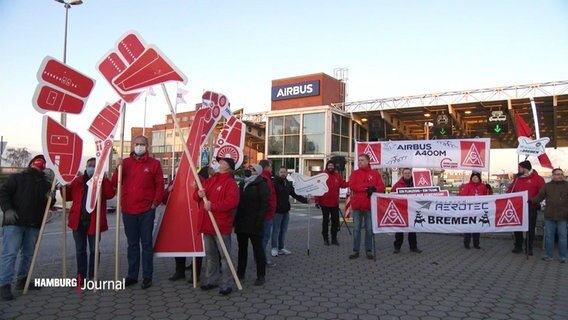 Streiks der IG Metall einer Airbus-Niederlassung. © Screenshot 