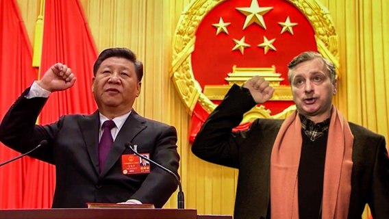 Chinas Präsident Xi Jinping und Johannes Schlüter. © Screenshot 