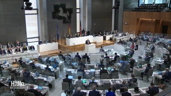 Der debattierende Landtag von Oben fotografiert. © Screenshot 