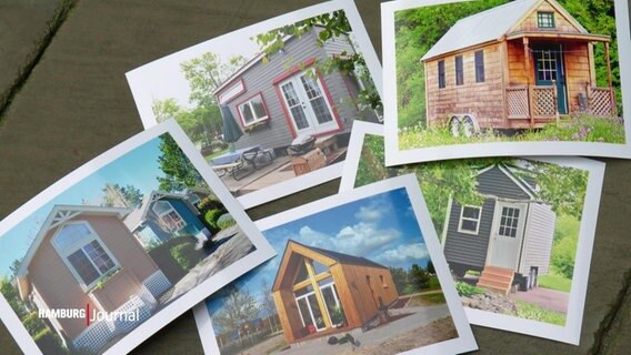 Fotografien von unterschiedlichen Tiny Houses liegen übereinander. © Screenshot 