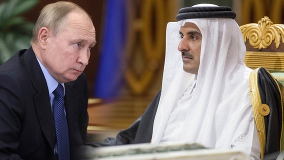 Autokratentausch: Russlands Präsident Wladimir Putin gegen den Scheich von Katar Tamim Bin Hamad © Screenshot 