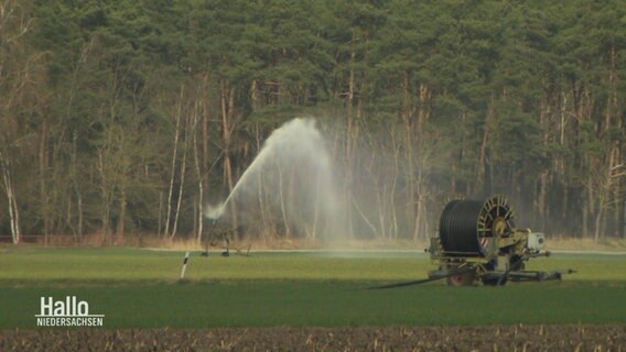 Eine Bewässerungsanlage auf einem Feld. © Screenshot 