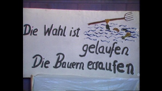 Protestplakat von Milchbauern: Die Wahl ist gelaufen, Bauern ersaufen. © Screenshot 