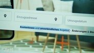 Die Eingabemaske einer Umzugsfirma im Internet © Screenshot 