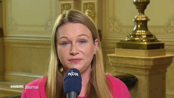 Die Reporterin Ines Jacobi berichtet aus Hamburg. © Screenshot 