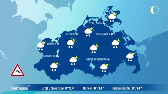 Eine Wetterkarte von Mecklenburg-Vorpommern. © Screenshot 