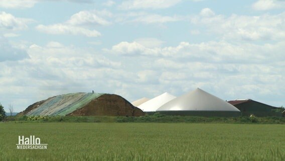 Eine Biogasanlage steht auf einem Feld. © Screenshot 