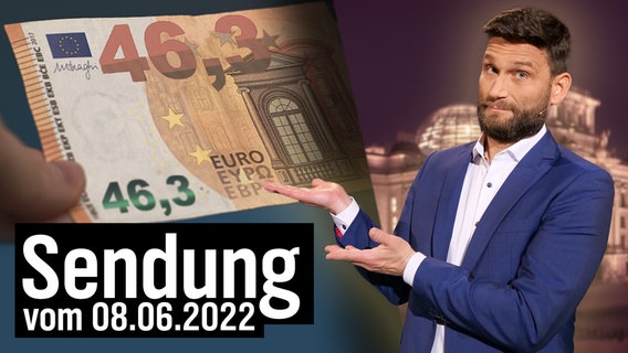 Ein 50 Euro Schein, der dank der Inflation nur noch 46,30 Euro wert ist. Daneben Christian Ehring.  