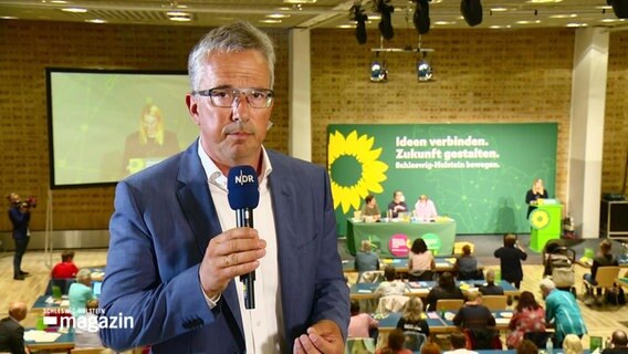 Andreas Schmidt berichtet vom Parteitag der Grünen. © Screenshot 