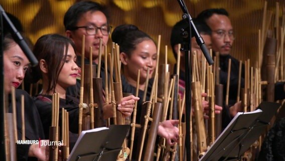 Indonesische KünstlerInnen performen ein Konzert in der Elbphilharmonie. © Screenshot 