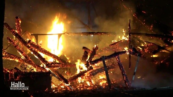Brand in einer Scheune durch Blitzeinschlag. © Screenshot 