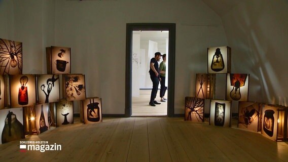 Lampions in einer Kunstausstellung in der Drostei. © Screenshot 